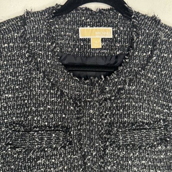 Michael Michael Kors womens 14 crop pebble print tweed jacket holiday formal - Picture 2 of 9